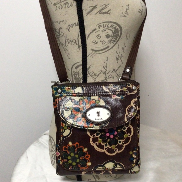 Fossil Key-per Mini Doodles Crossbody Bag Brown - Picture 2 of 6
